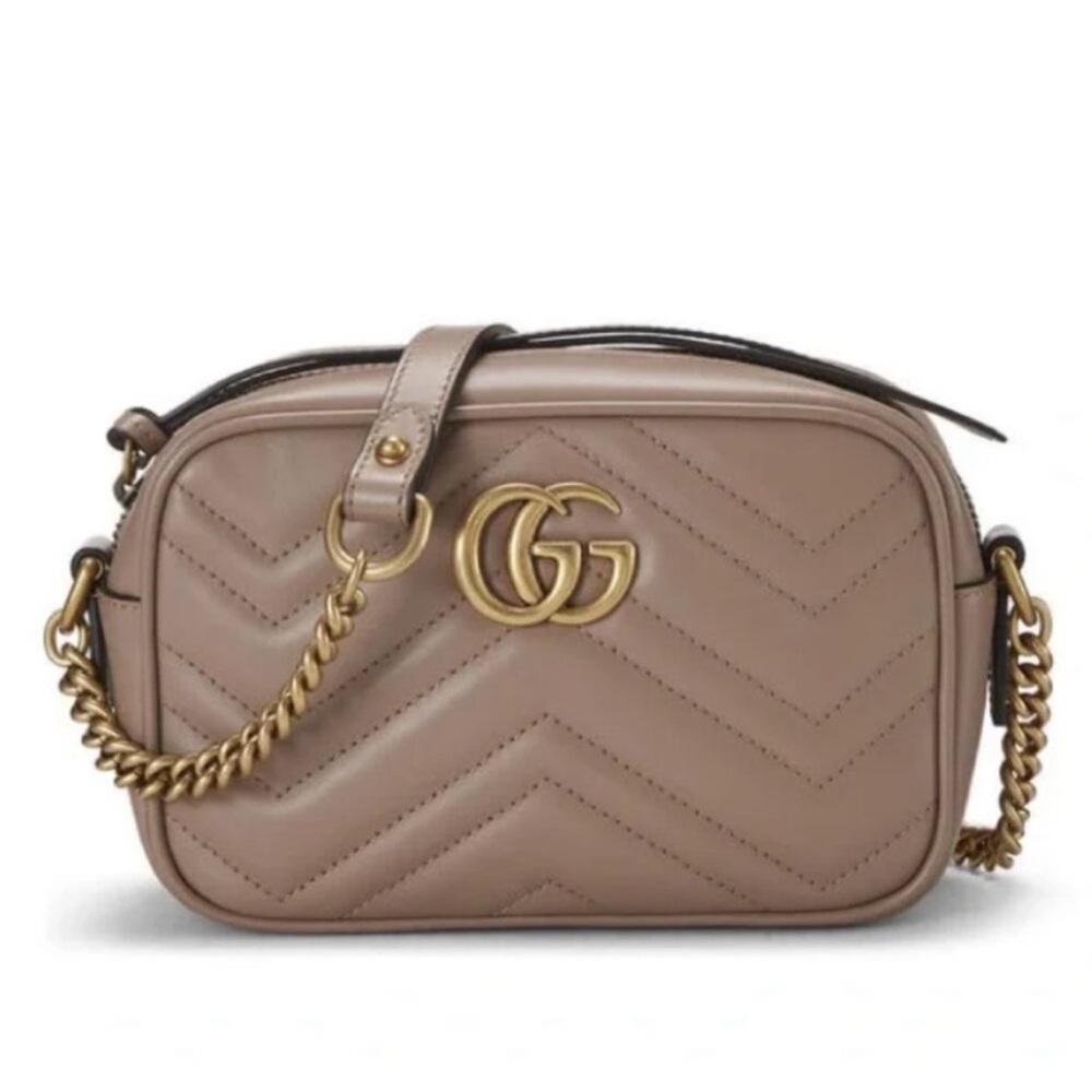 Gucci GG Marmont Mini Matelasse Leather Crossbody in Dusty Pink - Picture 11 of 13